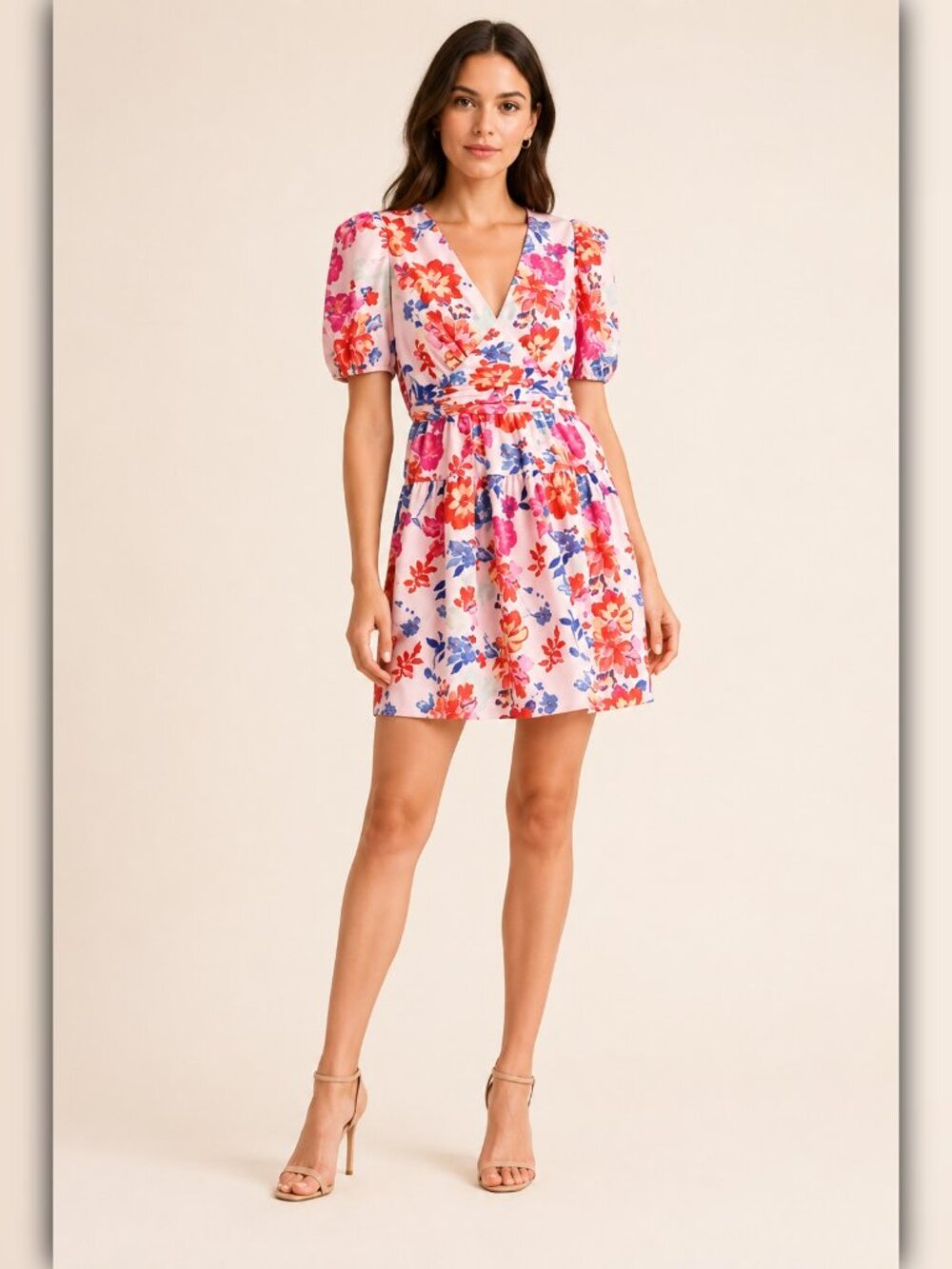 A224 • Floral Puff Sleeve Fit & Flare Mini Dress